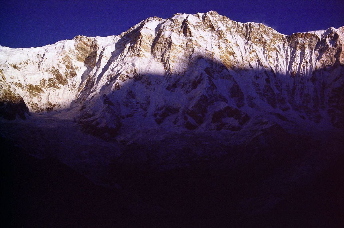 306 Annapurna Main, Central, East Summits Just After Sunrise From Annapurna Sanctuary Base Camp